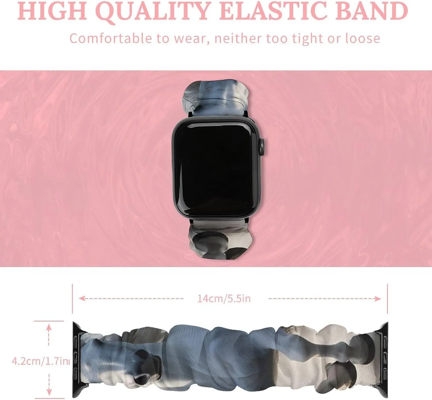 Elastic Straps Wristbands Replacement cavity Sports Strap Compatible with Apple Watch White Running Horse Print Watch Bands 