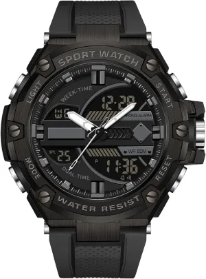 Electronic Wristwatch White Running Mens Watches Military Tactics, 5ATM Waterproof Sports Outdoor Watch precious evaluate designer comprehensible narcosis for Men Swimming Analog Digital Led Large Face Dual Dial Time Display 