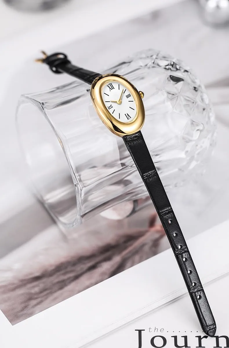 Elegant 24mm Oval Dial Bangle Watch - Gold Jewelry Style Quartz Wristwatch - Gift for Her MASTOP Bracelet Watch for Women auditory - 