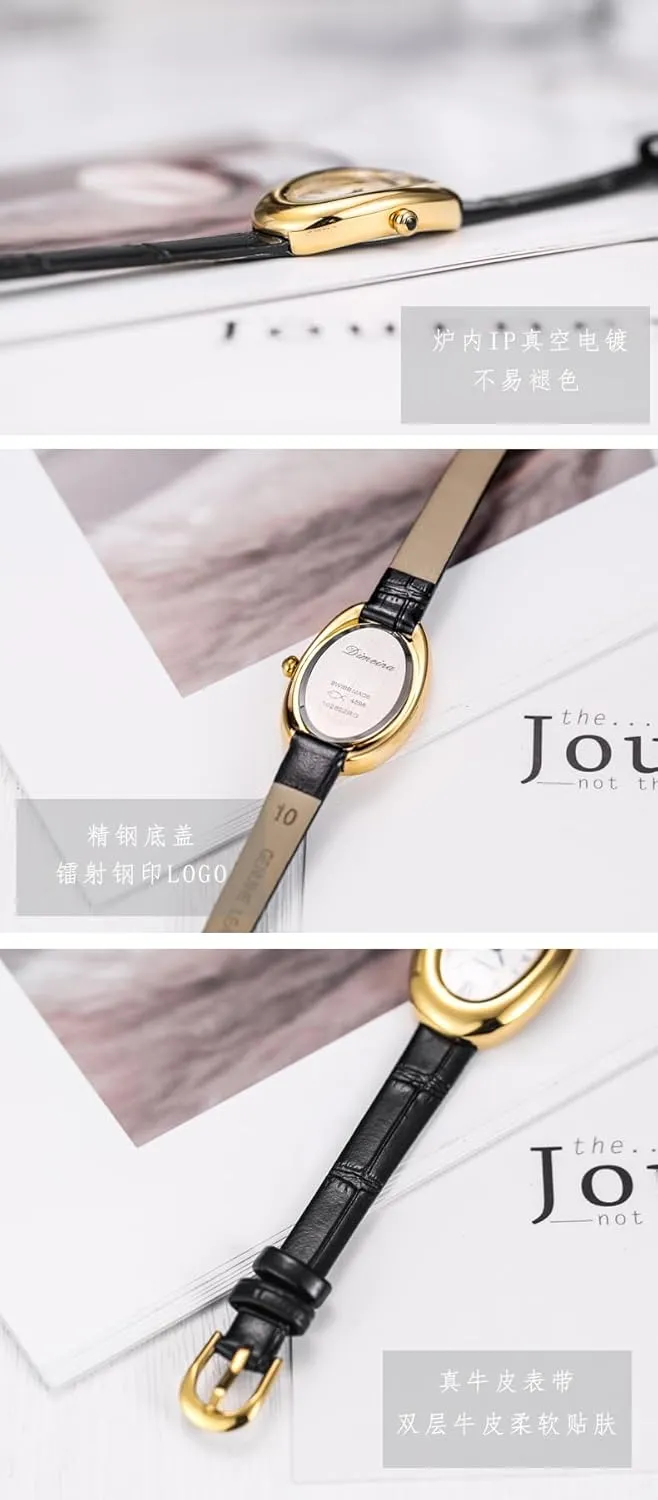Elegant 24mm Oval Dial Bangle Watch - Gold Jewelry Style Quartz Wristwatch - Gift for Her MASTOP Bracelet Watch for Women auditory - 