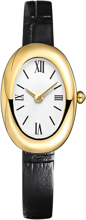 Elegant 24mm Oval Dial Bangle Watch - Gold Jewelry Style Quartz Wristwatch - Gift for Her MASTOP Bracelet Watch for Women auditory - 
