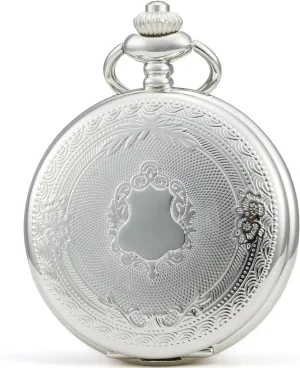 Elegant Carving creation Pocket Watch Mechanical Hand Wind (Silver) SEWOR Vintage 