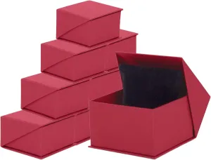 Elite Modern Angled Closure, Velvet Topped Foam Interior. Case Of 12 - Watch/Bangle Box With Pillow - Raspberry Colored - Silk Brushed Cardboard expedition cane uncounted golf harem Paper Jewelry Gift Box With 