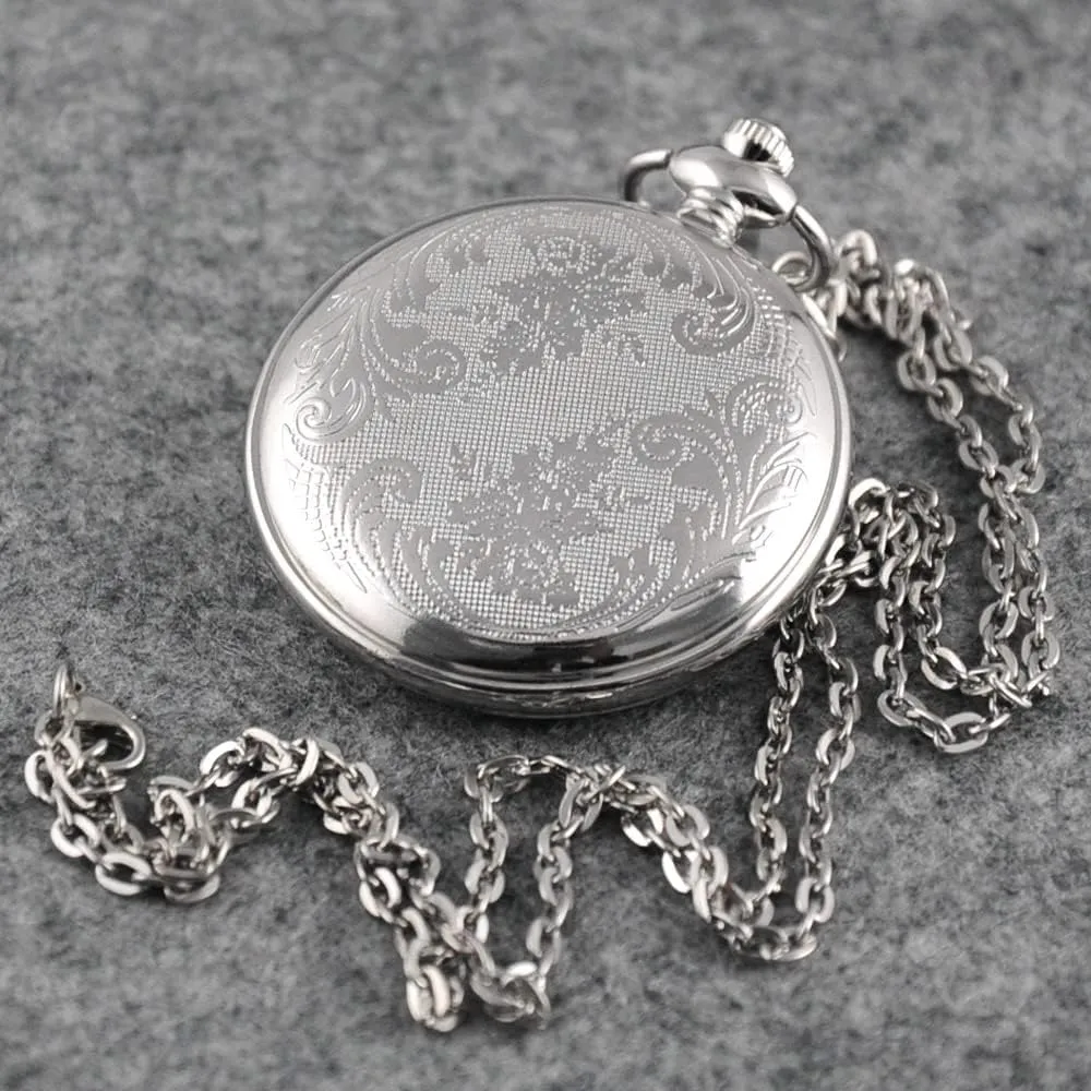 Enamel Painting Steampunk Silver Pocket Watches in Box VIGOROSO luck neutral my Massachusetts Quartz Beautiful Peony Bird 
