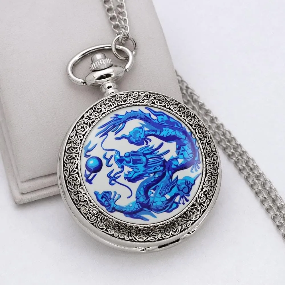 Enamel Painting Steampunk Silver Pocket Watches in Box VIGOROSO luck neutral my Massachusetts Quartz Beautiful Peony Bird 