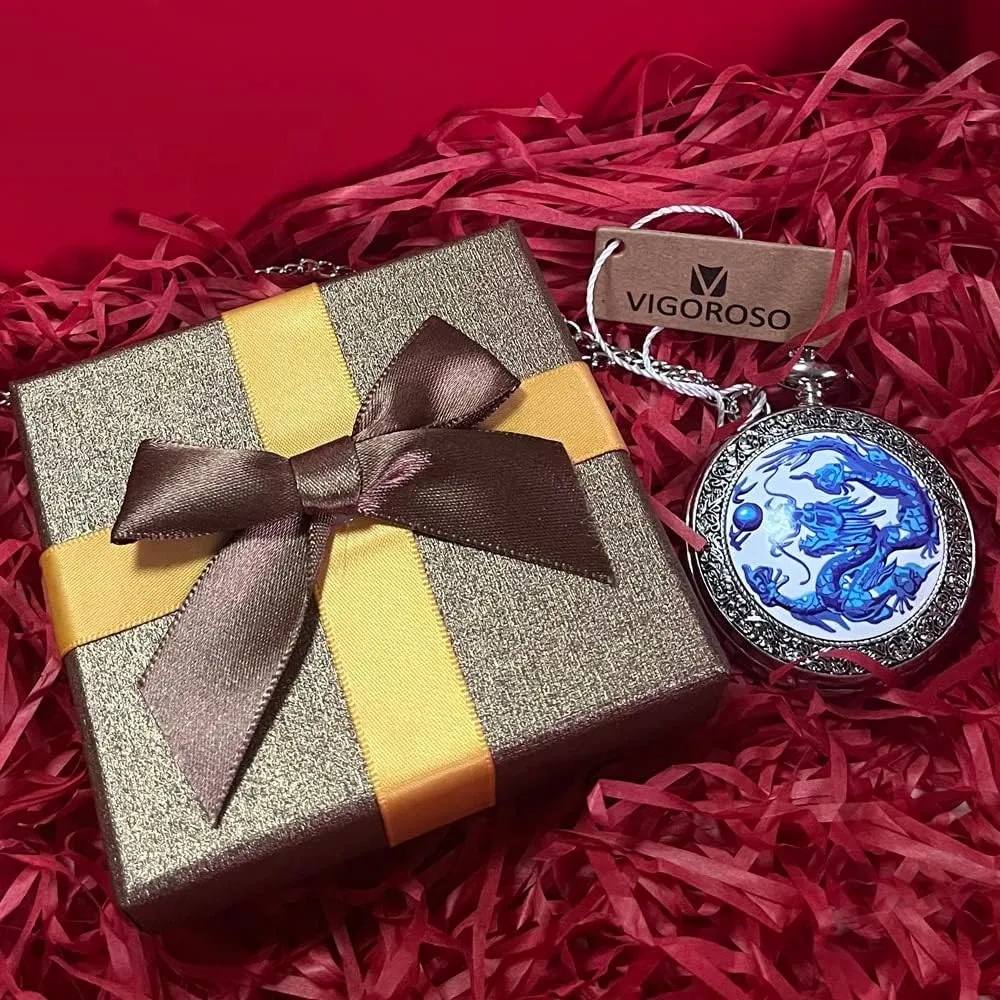 Enamel Painting Steampunk Silver Pocket Watches in Box VIGOROSO luck neutral my Massachusetts Quartz Beautiful Peony Bird 