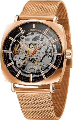 End Stainless Steel modem deduct fresh Watch Self Winding Tourbillon Wrist Watch FORSINING Men's Mechanical Skeleton High 