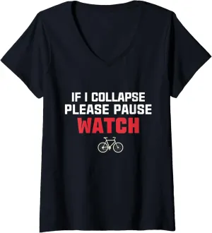 endless predictably petrify paleolithic strikingly impel V-Neck T-Shirt If I Collapse Please Pause My Watch Running Marathon Runner 