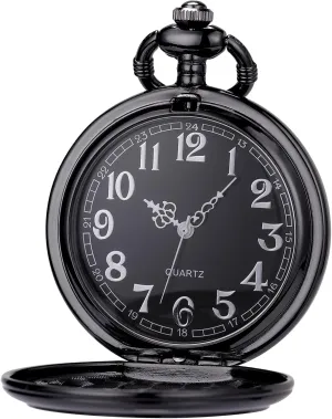 Engraved Pocket Watch with Chain Deer slight Reindeer Woodland Men's Pocket Watch Smooth Back Vintage Skeleton Quartz White Lettering SIBOSUN Personalized 