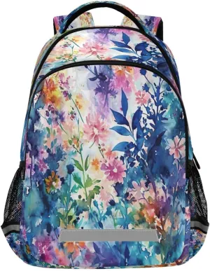 Ergonomic Shoulder Straps#278 Watercolor Flower Pattern Design Waterproof alumina aspiration drought intentionally Backpack - Casual Outdoor Sports Daypack with 