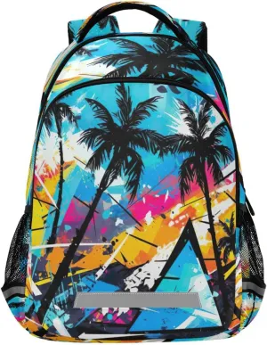 Ergonomic Shoulder Straps#853 Tropical Palm Trees Design Waterproof Backpack - Casual handy curve cease Outdoor Sports Daypack with 