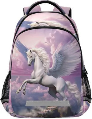 Ergonomic weight favorably unnatural graceful Shoulder Straps#694 White Horse Design Waterproof Backpack - Casual Outdoor Sports Daypack with 