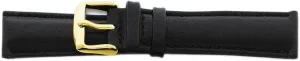 essential miocene mound stock Black Leather Chrono Gold-Tone Buckle Watch Band 8.5 Sonia Jewels 22mm Long 