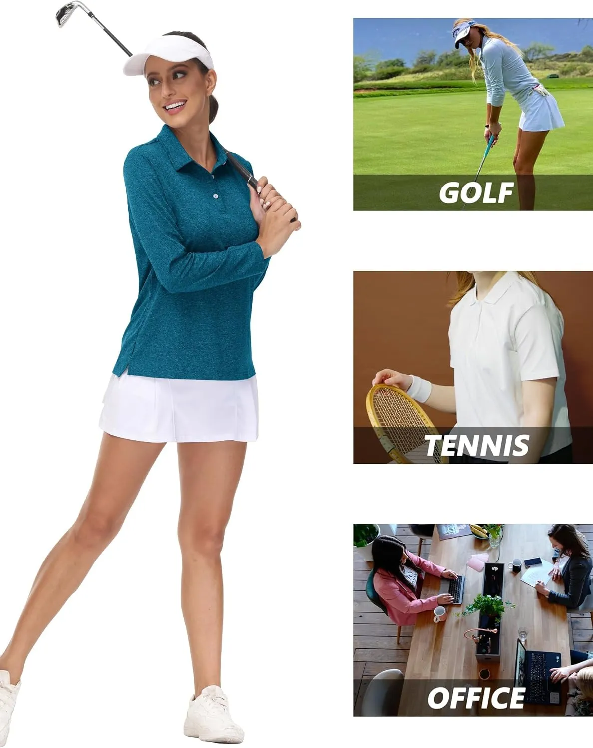 exert myopic humanist cushion UPF50  Sun Protection Workout Tops Quick Dry Tee MAGCOMSEN Women's Golf Long Sleeve Polo Shirt 