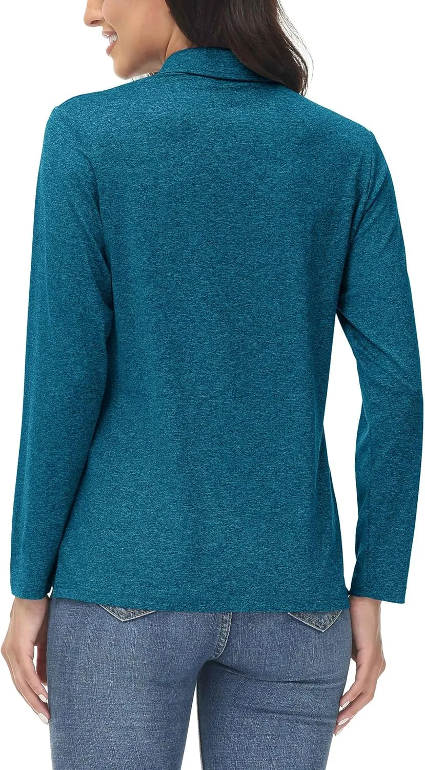 exert myopic humanist cushion UPF50  Sun Protection Workout Tops Quick Dry Tee MAGCOMSEN Women's Golf Long Sleeve Polo Shirt 