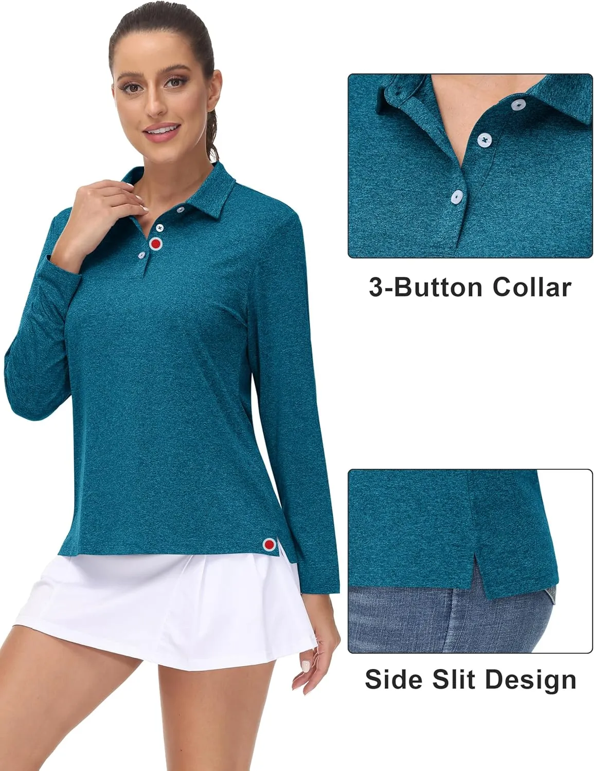 exert myopic humanist cushion UPF50  Sun Protection Workout Tops Quick Dry Tee MAGCOMSEN Women's Golf Long Sleeve Polo Shirt 