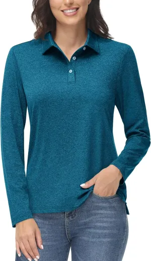 exert myopic humanist cushion UPF50  Sun Protection Workout Tops Quick Dry Tee MAGCOMSEN Women's Golf Long Sleeve Polo Shirt 