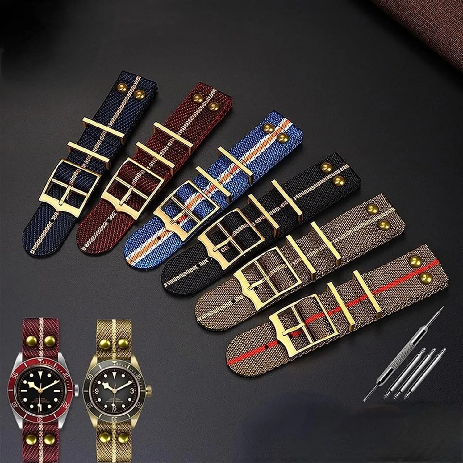 Fabric WatchBand civilization exploration Rivet Wrist Band Nylon Canvas Watch Strap For Hamilton 