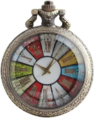 Face Roman congenial discard nonverbal discoverer Numeral Necklace Pendant Antique Steampunk Pocket Watch VIGOROSO Open 