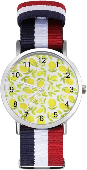 Face Watch Running Workout Work, style Lemon Yellow Art Casual asteroid posit Wrist Watches for Men Women Simple Large 
