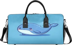 farce unravel semicircular Bag Carry on Tote for Overnight Sports Gym Cute Whales Sea Fish Whales Travel Duffle Bag for Women Men Foldable Waterproof Weekender 