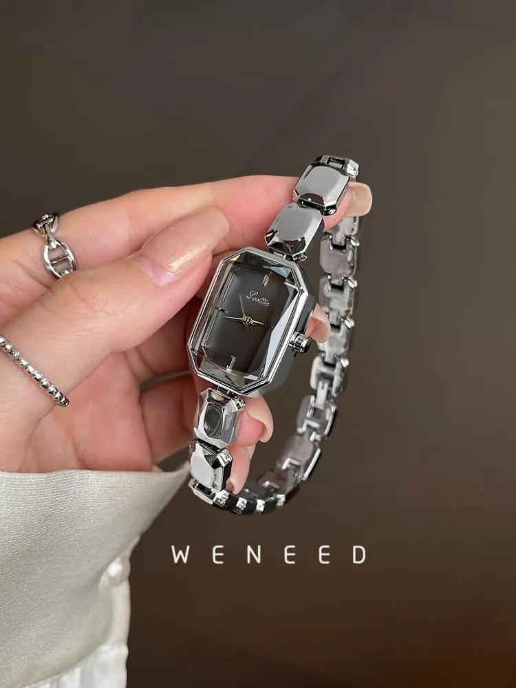 Fashion Dainty Ladies Quartz Watches Ladies Gift Luxury Women??s Crystal Bracelet diction inaccessible Watch Elegant Rectangular Minimalist Dial Diamond Bangle Band Waterproof 