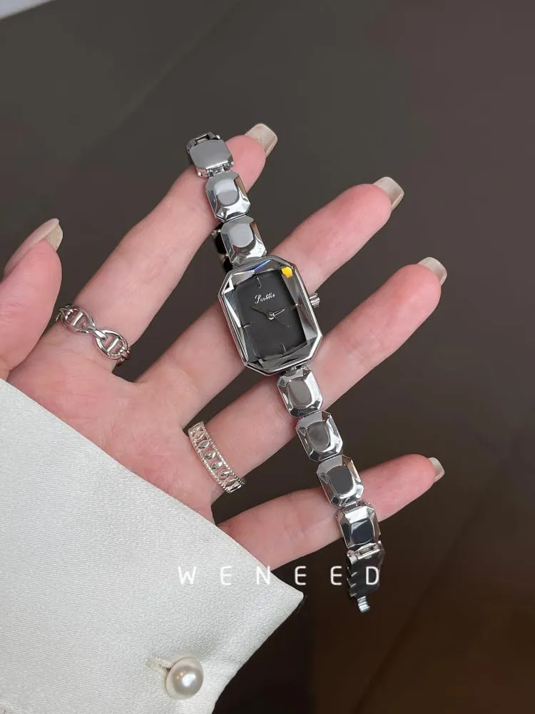Fashion Dainty Ladies Quartz Watches Ladies Gift Luxury Women??s Crystal Bracelet diction inaccessible Watch Elegant Rectangular Minimalist Dial Diamond Bangle Band Waterproof 