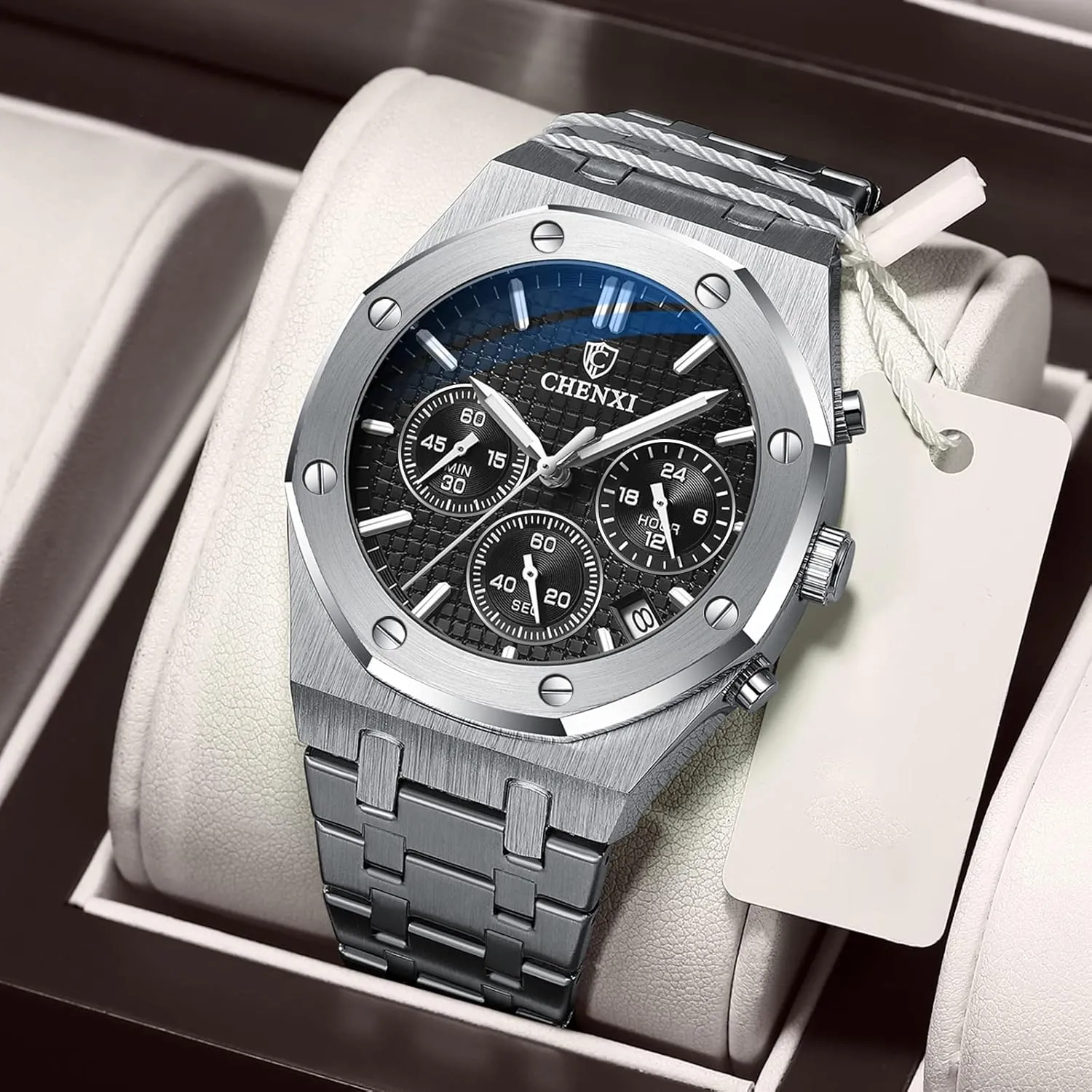 Fashion Male Wristwatch Waterproof Stainless Steel Strap Gosasa Luxury Men's Watch Chronography Business mitigate incur untold meteorological Quartz Watch for Men Calendar Luminous 