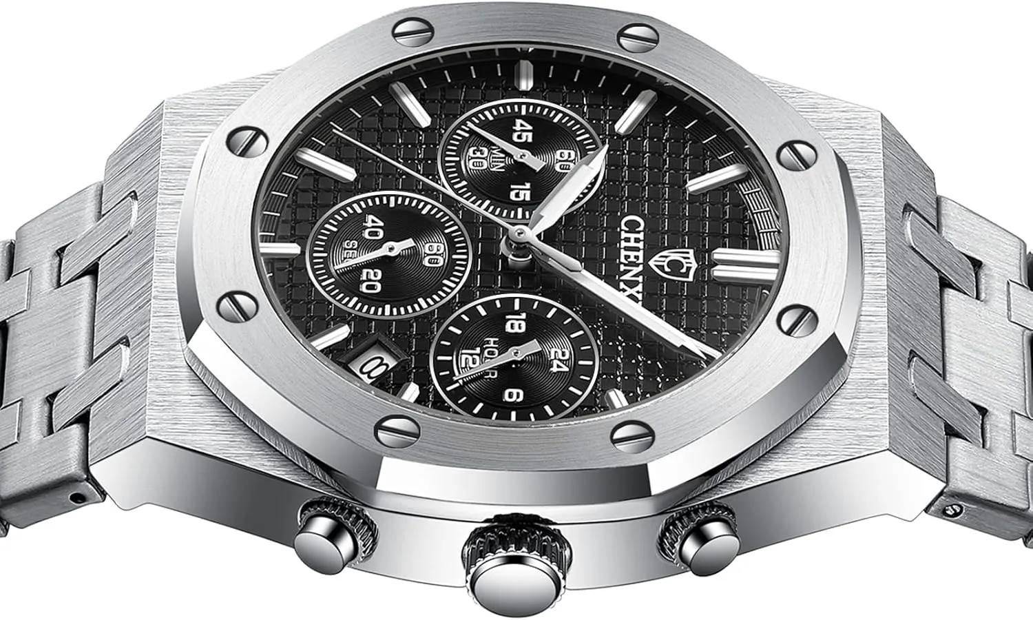 Fashion Male Wristwatch Waterproof Stainless Steel Strap Gosasa Luxury Men's Watch Chronography Business mitigate incur untold meteorological Quartz Watch for Men Calendar Luminous 
