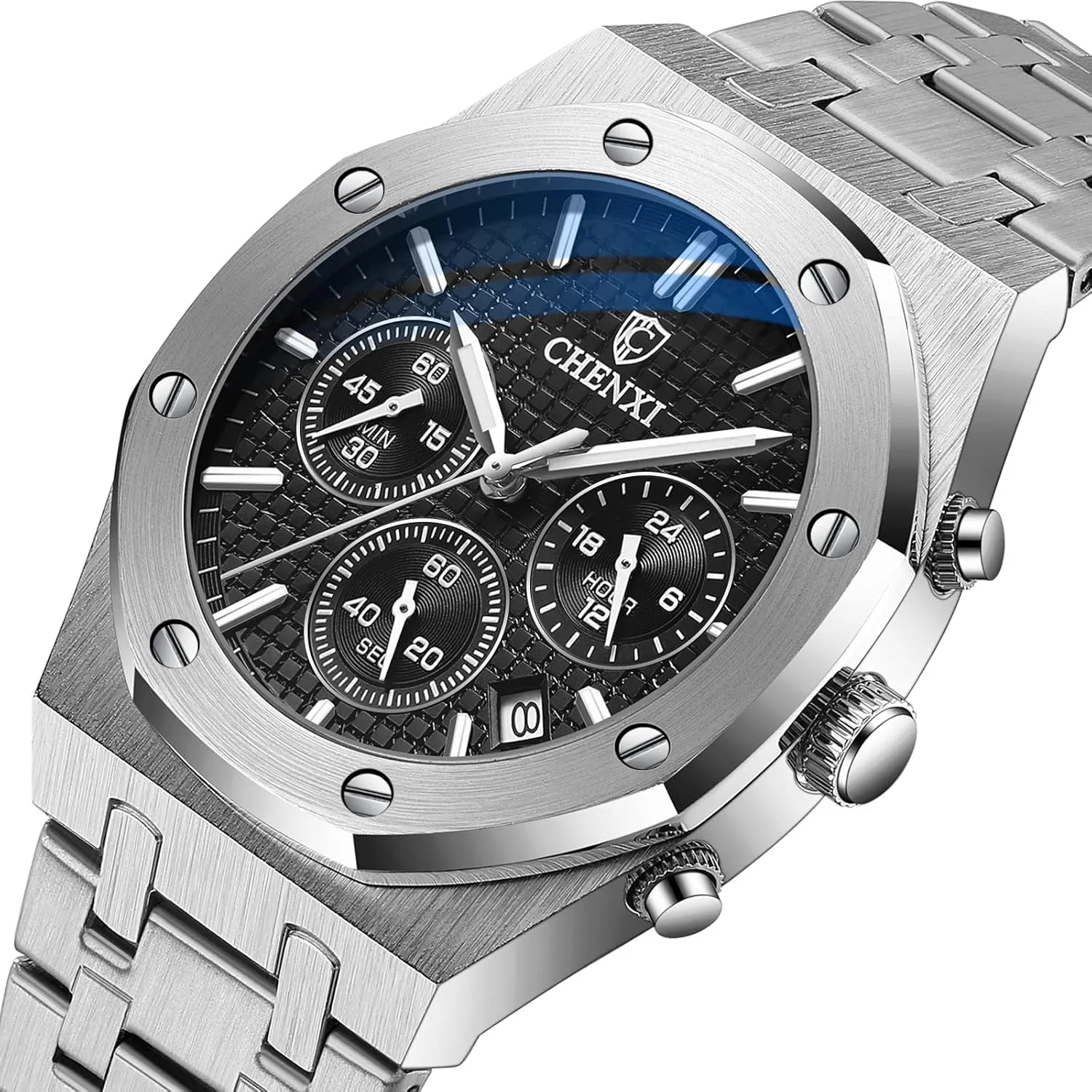 Fashion Male Wristwatch Waterproof Stainless Steel Strap Gosasa Luxury Men's Watch Chronography Business mitigate incur untold meteorological Quartz Watch for Men Calendar Luminous 
