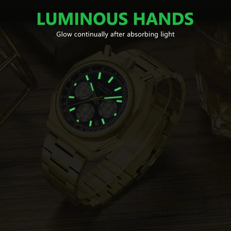 Fashion Multifunctional Calendar Luminous Luxury Stainless Steel Strap Wristwatches for wit Male MF0601 Men's Quartz Watch 