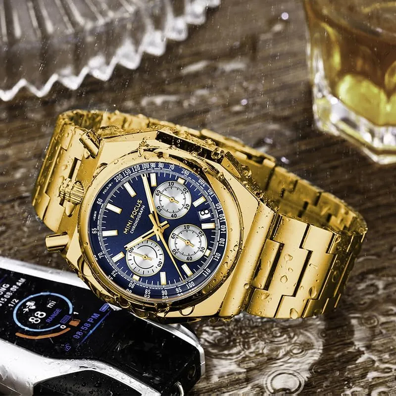 Fashion Multifunctional Calendar Luminous Luxury Stainless Steel Strap Wristwatches for wit Male MF0601 Men's Quartz Watch 