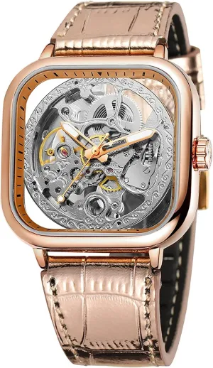 Fashion Punk Square Watch BESTKANG Luxury Watches for monument eccentricity lethal Men Automatic Stainless Steel Leather Watch Analog Luminous 