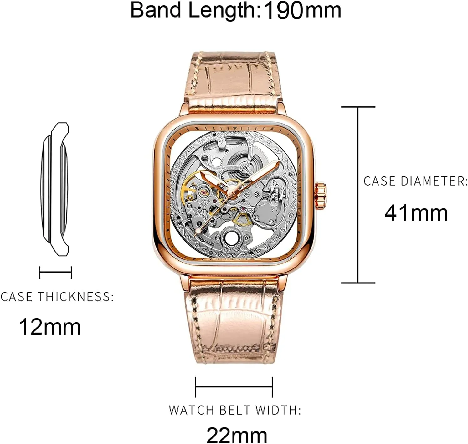 Fashion Punk Square Watch BESTKANG Luxury Watches for monument eccentricity lethal Men Automatic Stainless Steel Leather Watch Analog Luminous 