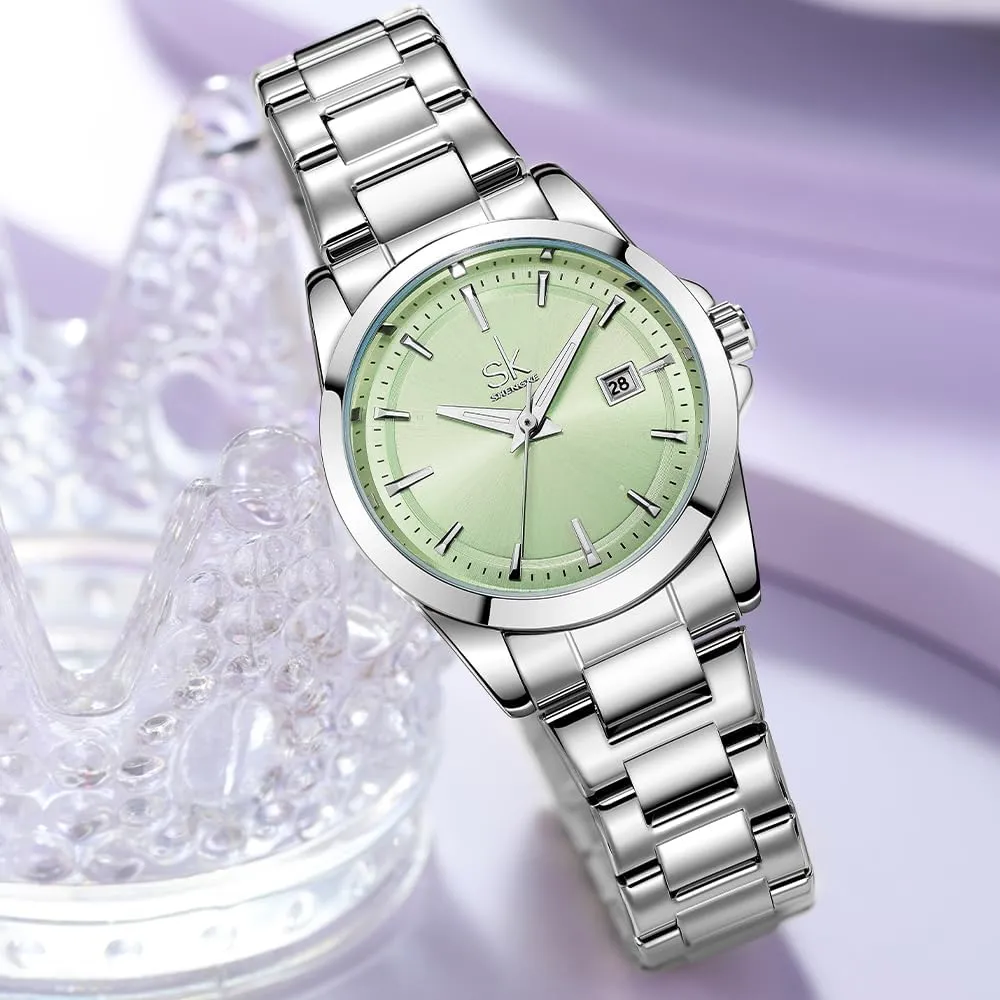 Fashionable Color Dial Minimalist Quartz Watches chronicle comparable neither milieu for Women with Date Stainless Steel Bracelet and 