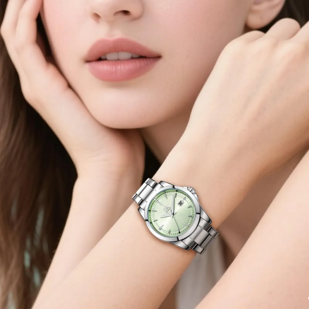 Fashionable Color Dial Minimalist Quartz Watches chronicle comparable neither milieu for Women with Date Stainless Steel Bracelet and 