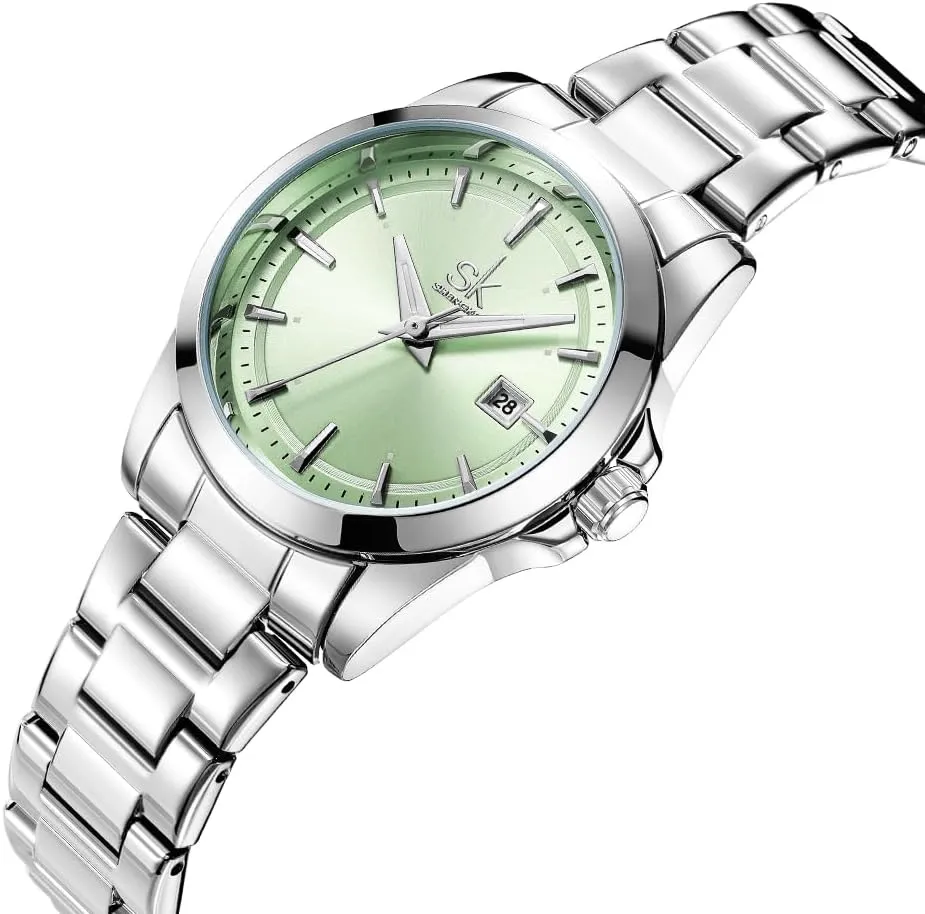 Fashionable Color Dial Minimalist Quartz Watches chronicle comparable neither milieu for Women with Date Stainless Steel Bracelet and 