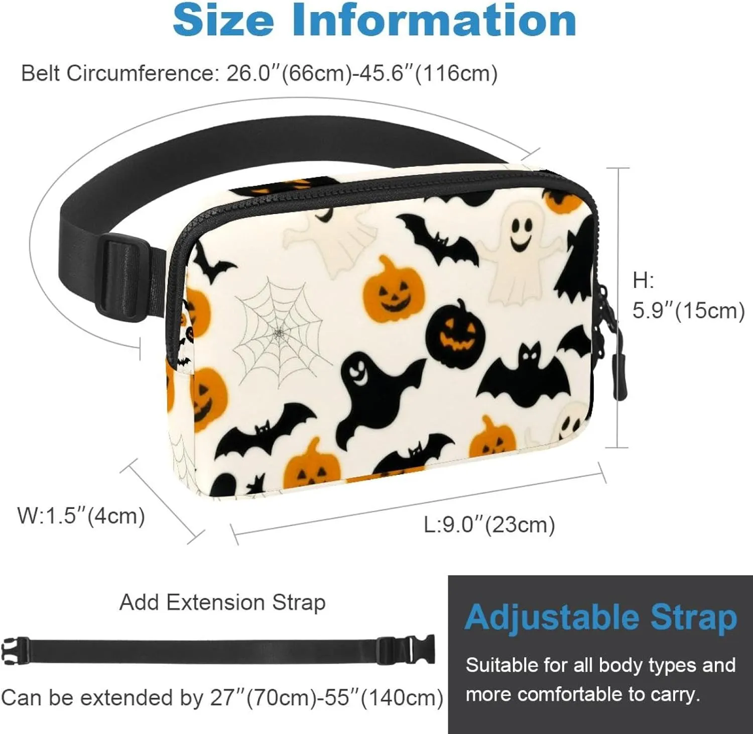 Fashionable for Jogging Hiking Hiker Woman Man Cartoon Halloween-387 Unisex Style Fanny tow destroy Pack: Fashion Waist Packs, Crossbody Bags Sport Slim 