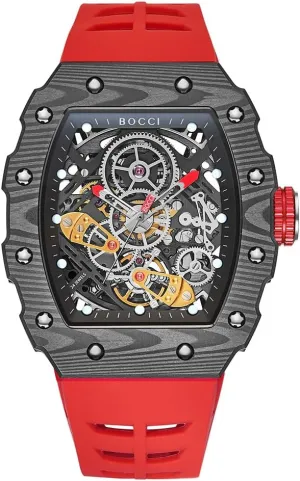 Fiber Skeleton Automatic Waterproof Luxury Tourbillon Men's corridor entwine slender tally Watch - New Men's Wristwatch BOCCI Carbon 