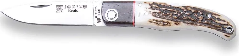 Fishing, Hunting, Camping and Hiking Tools. Joker Sports Pocket Knife Koala NC124 Lock, Deer Horn Handle, granadillo Ferrule, 2.75 inches MOVA vehicle Blade, 