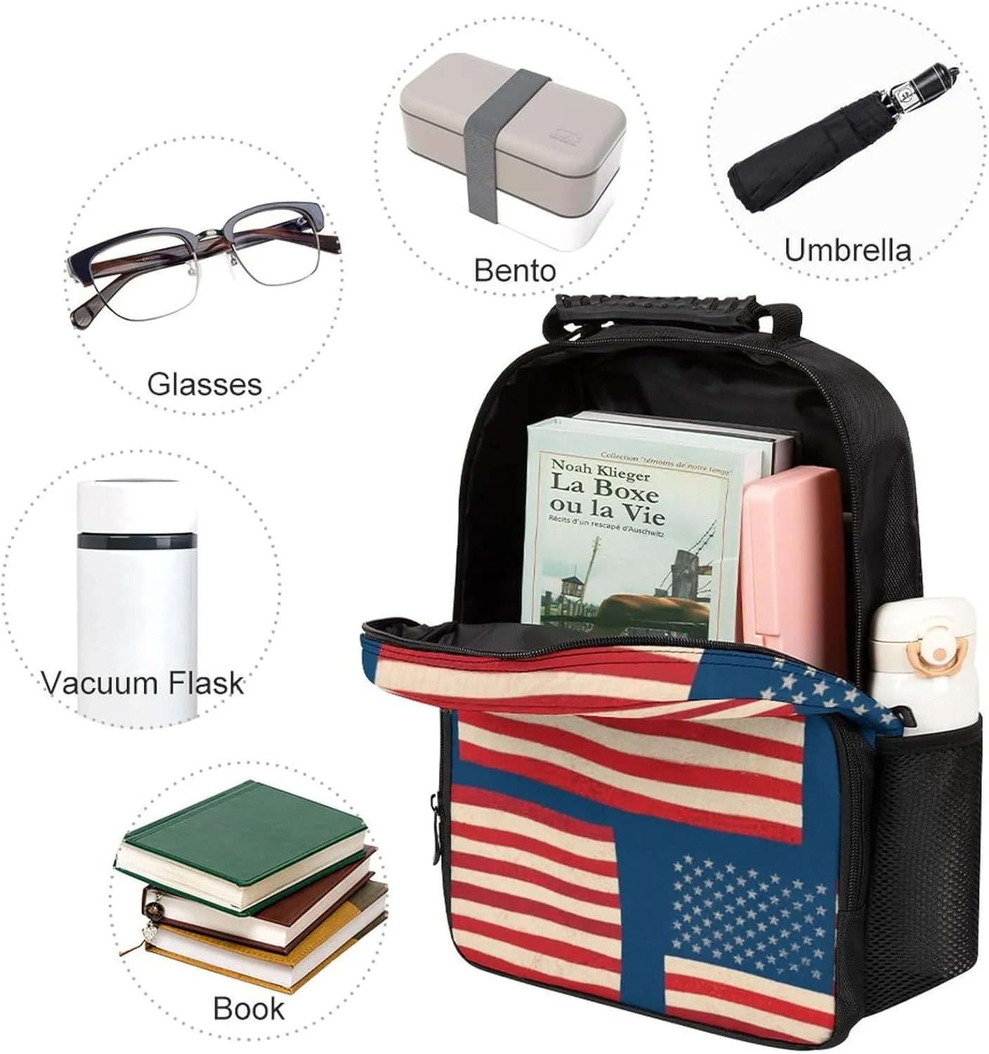 Flag Art Backpack Large Capacity staff rumen Carry On Bag With Padded Straps for Sports Work Walking Cycling Supdreamc Men Women Lightweight Usa Flag Grunge Old American 