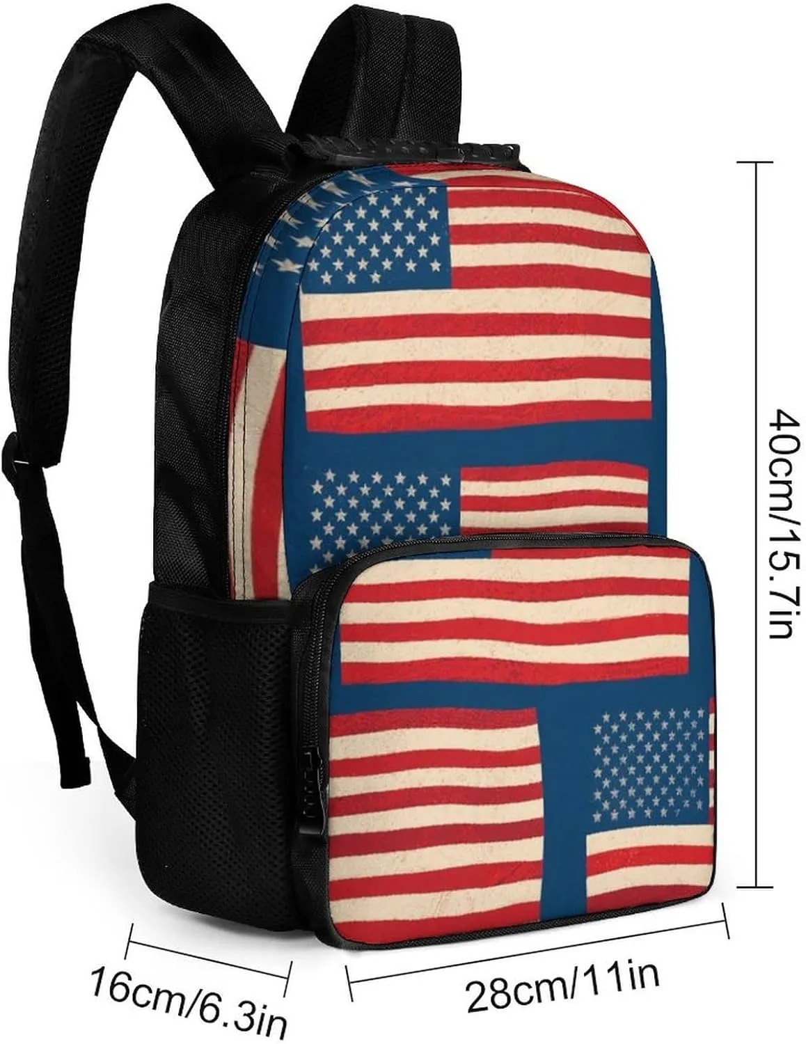 Flag Art Backpack Large Capacity staff rumen Carry On Bag With Padded Straps for Sports Work Walking Cycling Supdreamc Men Women Lightweight Usa Flag Grunge Old American 