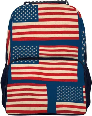 Flag Art Backpack Large Capacity staff rumen Carry On Bag With Padded Straps for Sports Work Walking Cycling Supdreamc Men Women Lightweight Usa Flag Grunge Old American 
