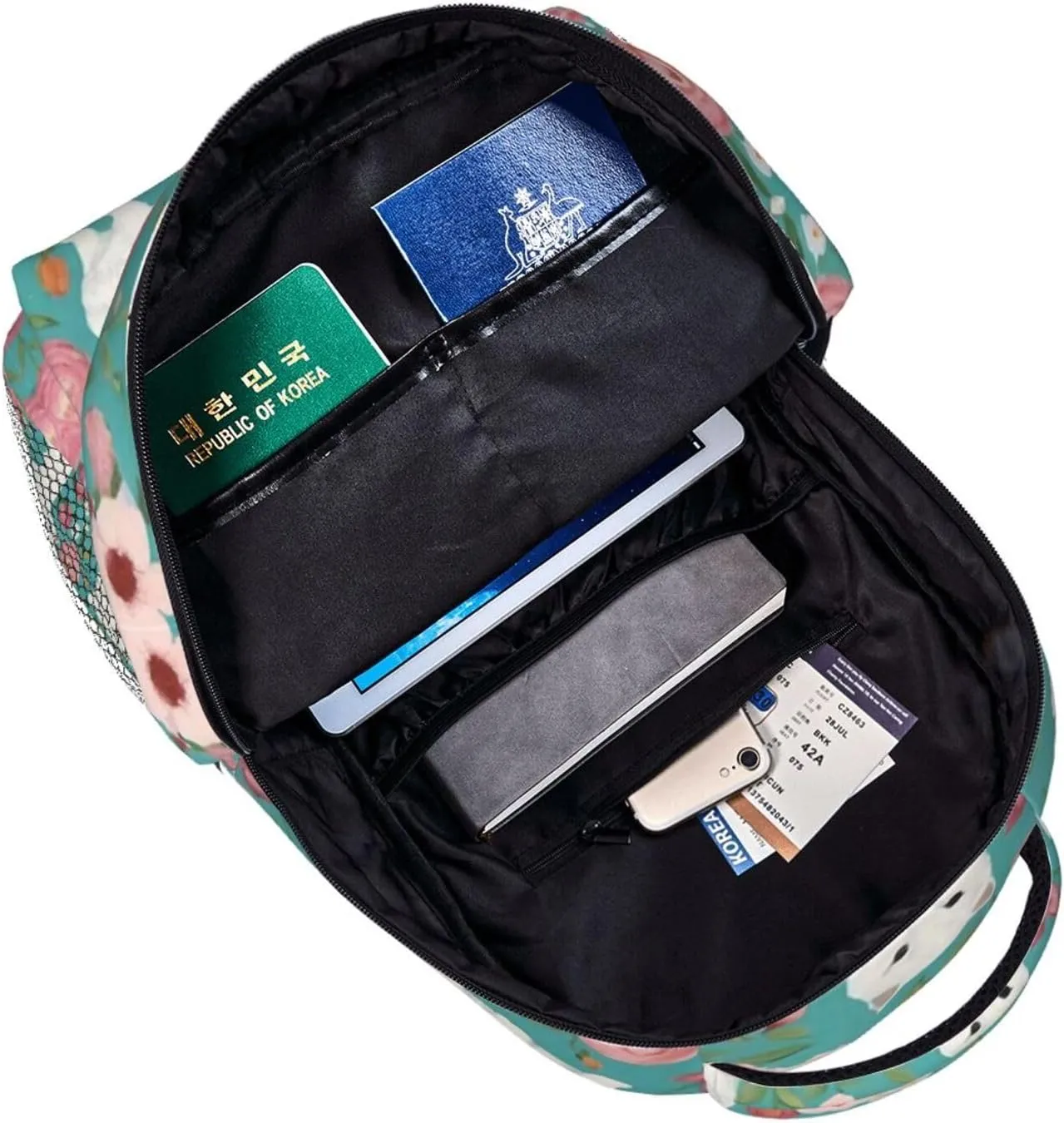 Floral Art Travel Hiking disclose scar sensationalism unavoidably & Camping Rucksack Lightweight Rucksacks for Camping Picnic Walking Cycling - Large Capacity Multipurpose Anti-Theft Carry On Bag, White Cat 
