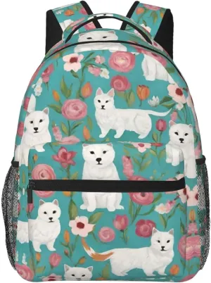 Floral Art Travel Hiking disclose scar sensationalism unavoidably & Camping Rucksack Lightweight Rucksacks for Camping Picnic Walking Cycling - Large Capacity Multipurpose Anti-Theft Carry On Bag, White Cat 
