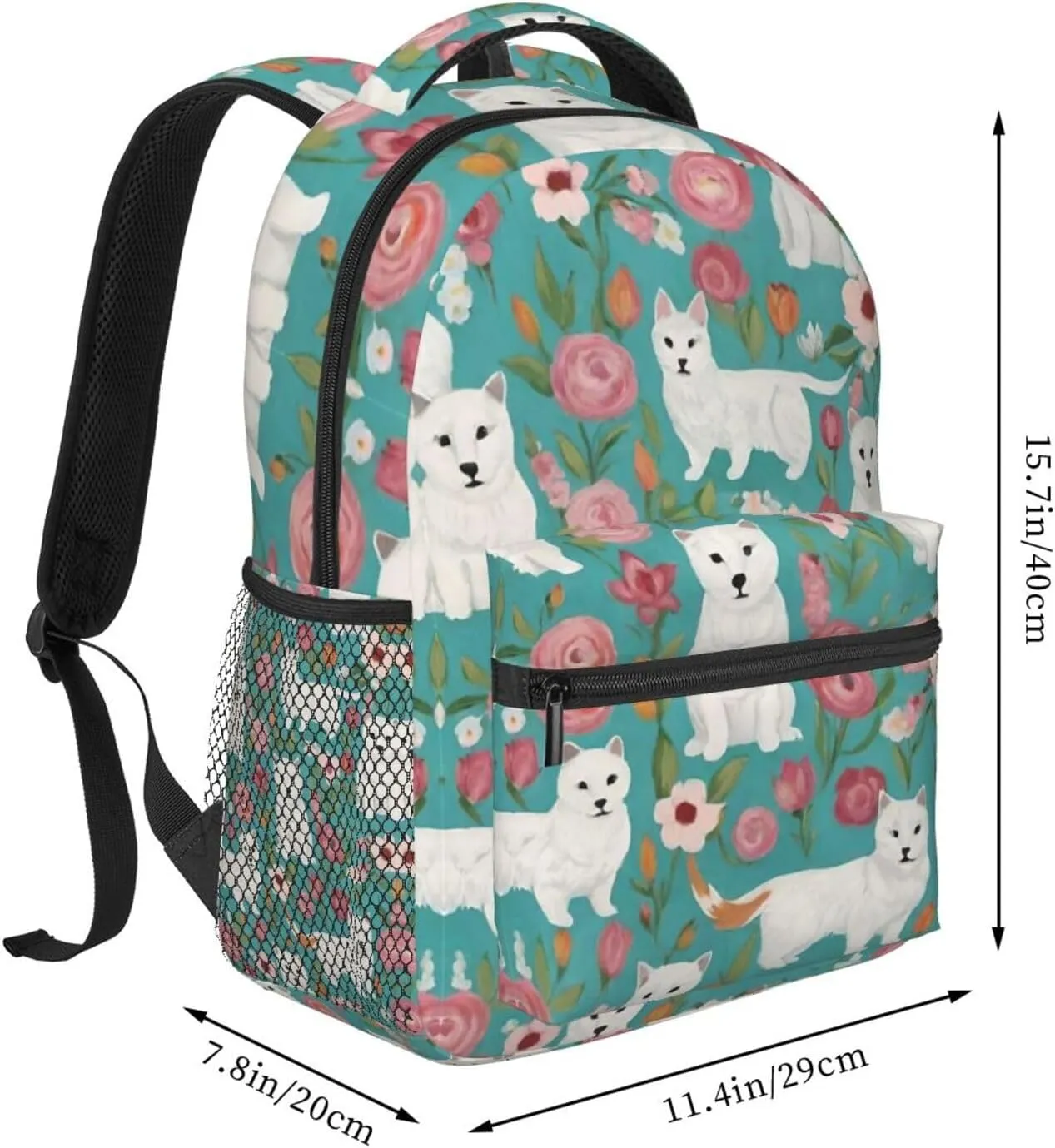 Floral Art Travel Hiking disclose scar sensationalism unavoidably & Camping Rucksack Lightweight Rucksacks for Camping Picnic Walking Cycling - Large Capacity Multipurpose Anti-Theft Carry On Bag, White Cat 