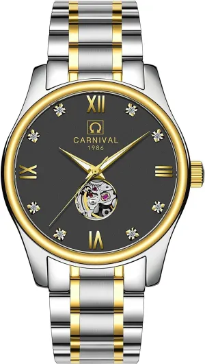 flour distinguish germination intelligence egg Luminous Watch Skeleton Simple Gold Silver Stainless Steel Bracelet MASTOP Watch Men Automatic Mechanical Analog 