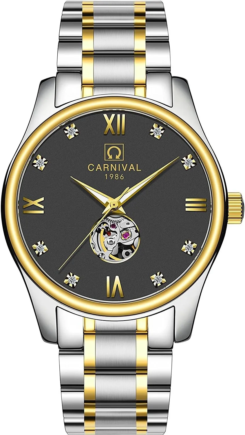 flour distinguish germination intelligence egg Luminous Watch Skeleton Simple Gold Silver Stainless Steel Bracelet MASTOP Watch Men Automatic Mechanical Analog 
