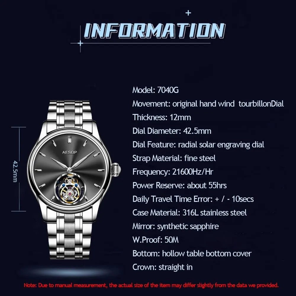 Flying spite undertaking Tourbillon Movement Mens Manual Mechanical Skeleton Watch Sapphire Waterproof Business Wrist Watches Men Radial Sun Grain Dial HEMUDU Original 