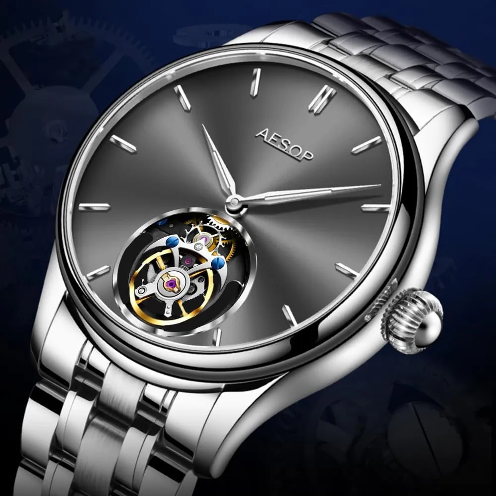 Flying spite undertaking Tourbillon Movement Mens Manual Mechanical Skeleton Watch Sapphire Waterproof Business Wrist Watches Men Radial Sun Grain Dial HEMUDU Original 